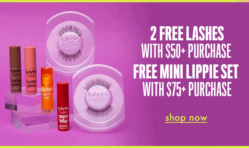 2 FREE LASHES WITH $50+ PURCHASE + FREE MINI LIPPIE SET WITH $75+