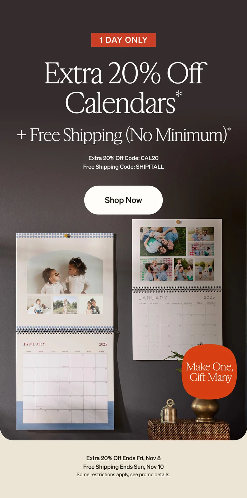 Extra 20% Off Calendars + Free Shipping