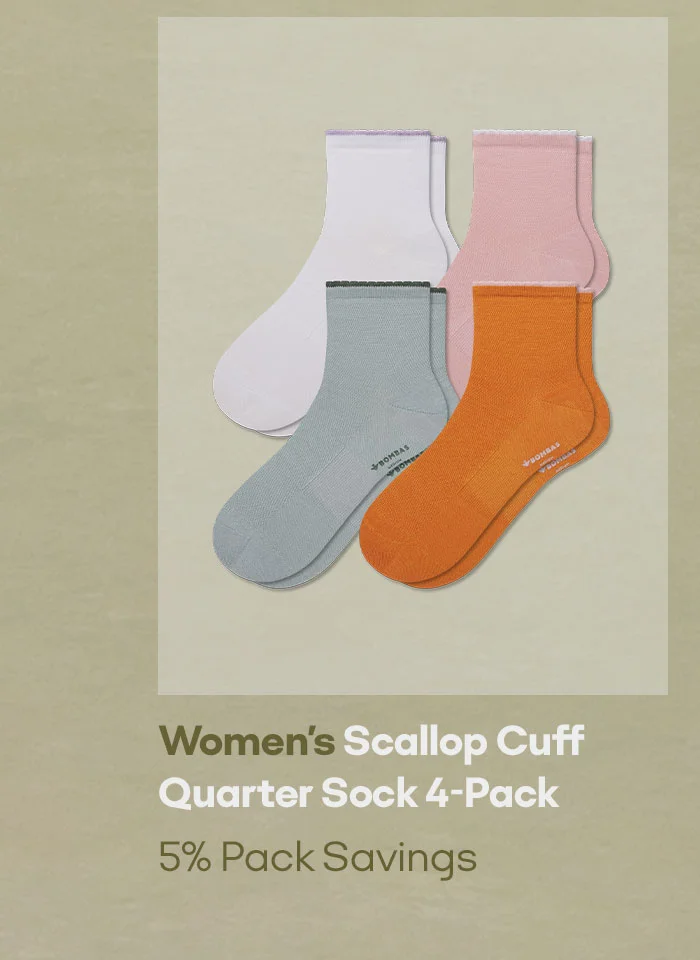 Women's Scallop Cuff Quarter Sock 4-Pack 5% Pack Savings