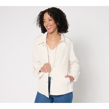 Susan Graver Water Resistant Spring Jacket with Roll Tab Sleeve