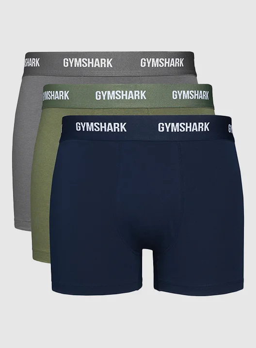 BOXERS 3PK. Core Olive/Navy/Dark Grey.