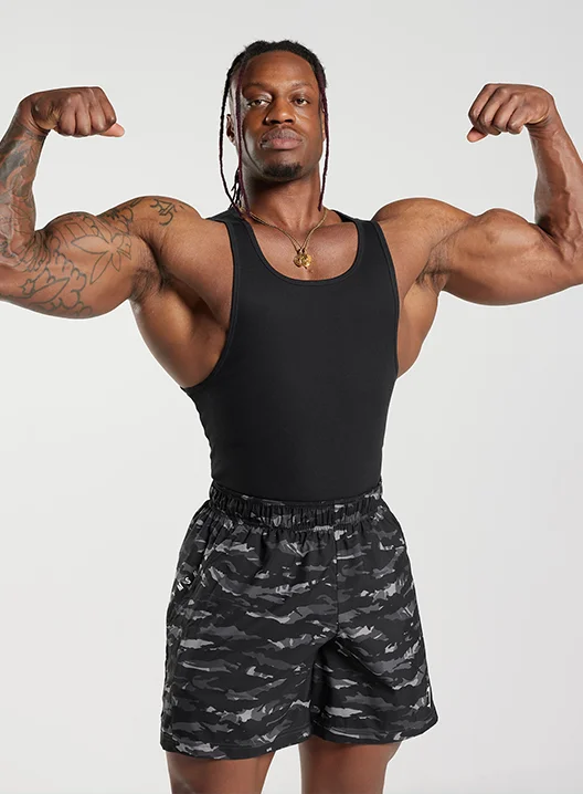 RIBBED TANK in Black.