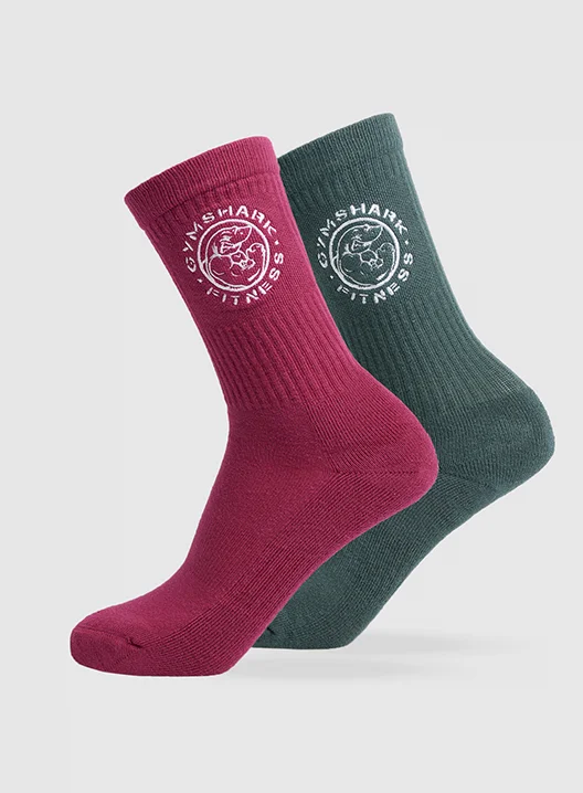 LEGACY CREW 2PK. Raspberry Pink/Fog Green.