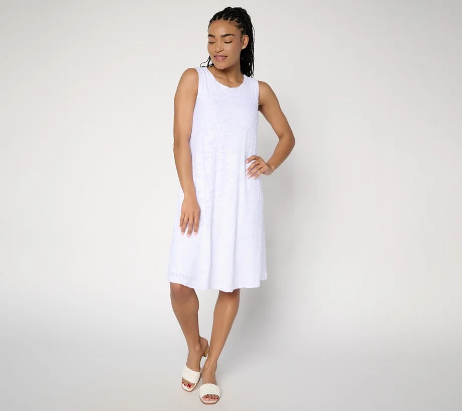 Susan Graver Regular Burnout Knit Sleeveless A-Line Dress