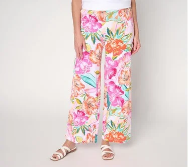 Denim & Co. Regular Beach Jersey Full Length Wide Leg Pants