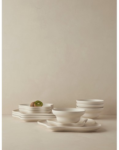 Dew Drop Dinnerware Collection by Lolly Lolly Ceramics-Ivory / 12-Piece Set