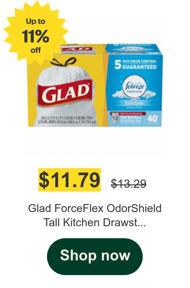 Glad ForceFlex OdorShield Tall Kitchen Drawst...