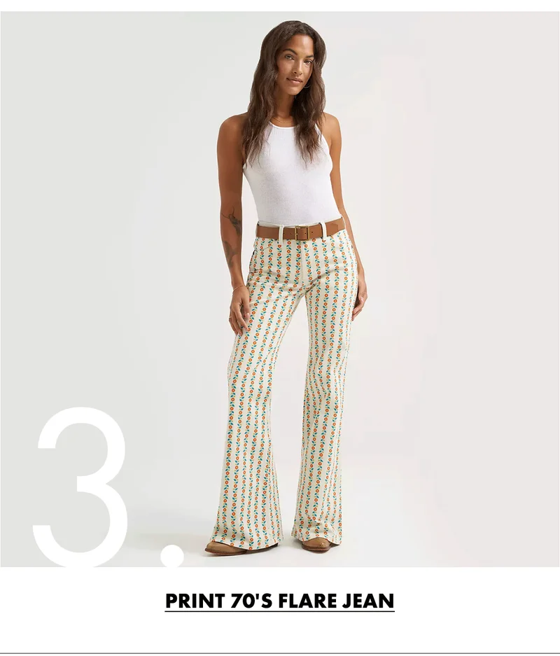 Print 70's Flare Jean