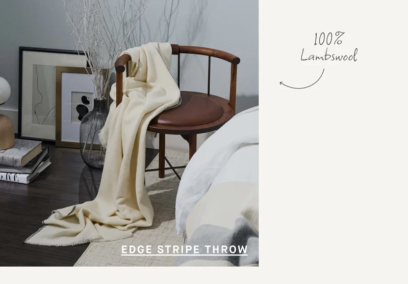 100% Lambswool Edge STRIpe throw