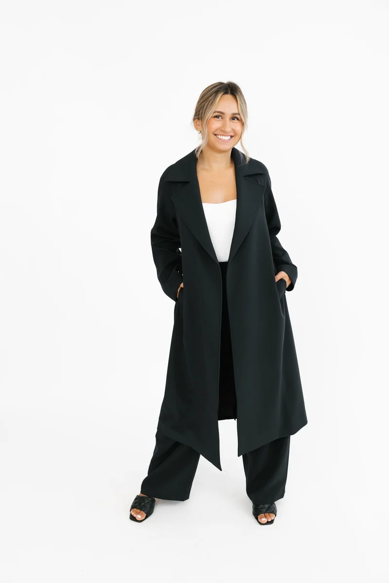 Image of Harper Trench Coat in Midnight Black