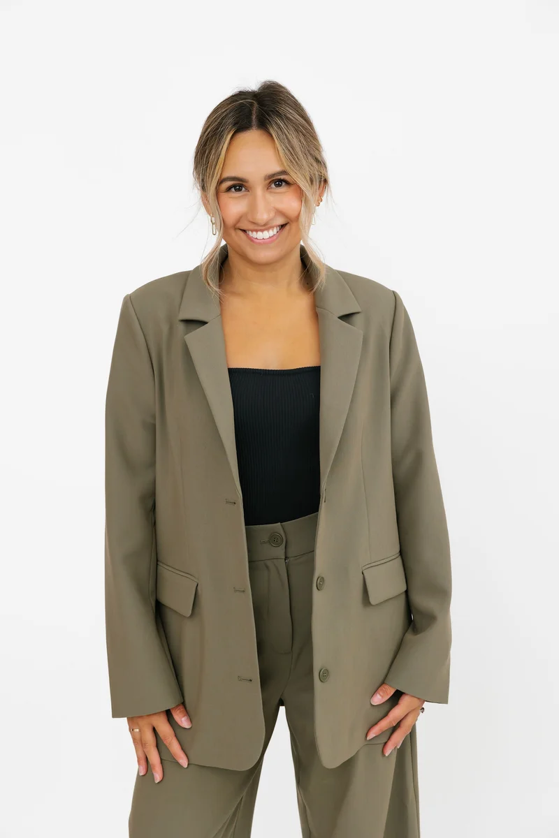 Image of Harper Blazer in Deep Olive