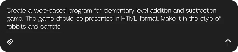 Create a web-based program for elementary level addition and subtraction game. The game should be presented in HTML format. Make it in the style of rabbits and carrots.