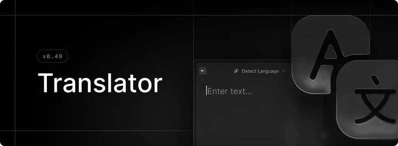 A dark-themed interface for a translator app with the text "Translator" and an input field.