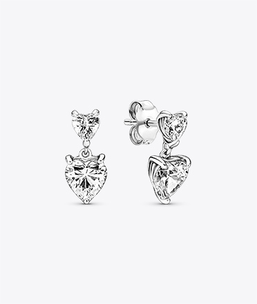 Double Heart Sparkling Stud Earrings