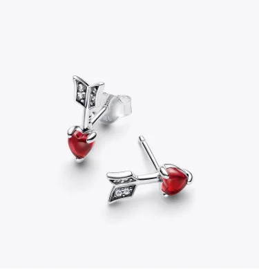Arrow & Murano Glass Heart Stud Earrings