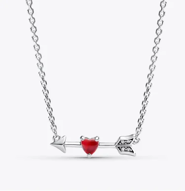 Arrow & Murano Glass Heart Necklace