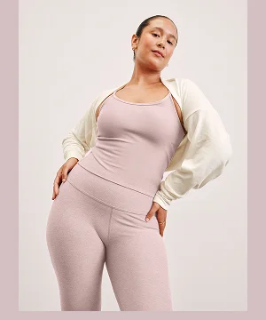 Spacedye Slim Racerback Cropped Tank in Pale Pink Heather