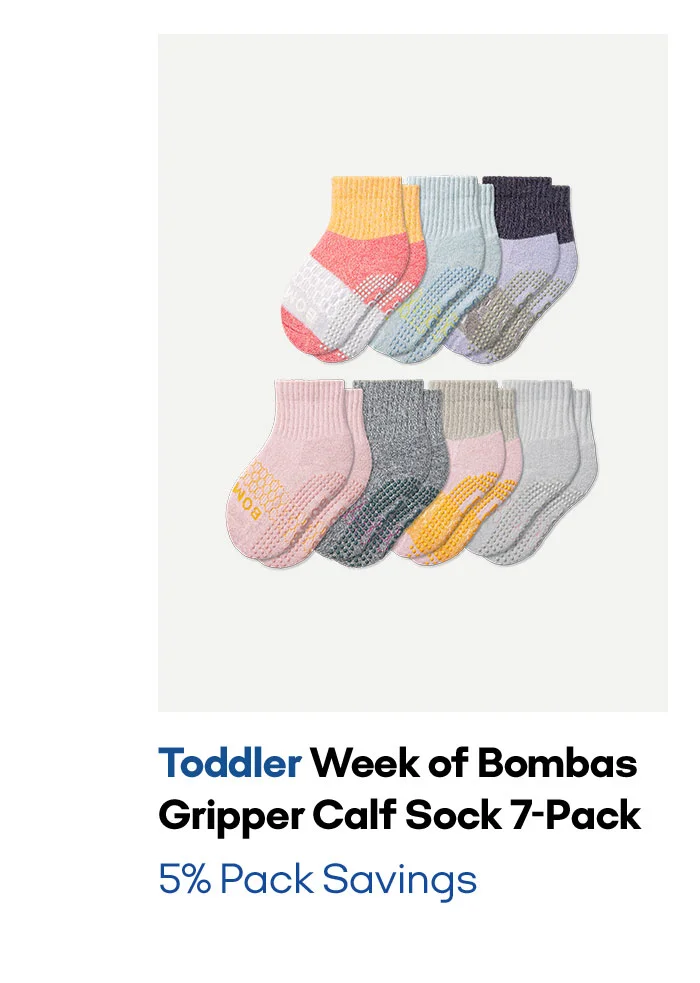 Toddler Week of Bombas Gripper Calf Sock 7-Pack