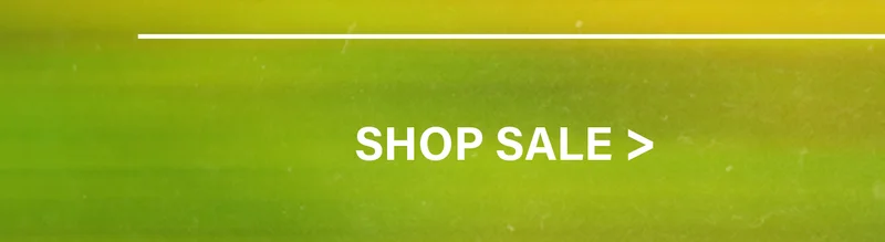 Vibrant green-yellow gradient banner: 'SHOP SALE >' with a white line, prompting users to explore great deals and discounts.