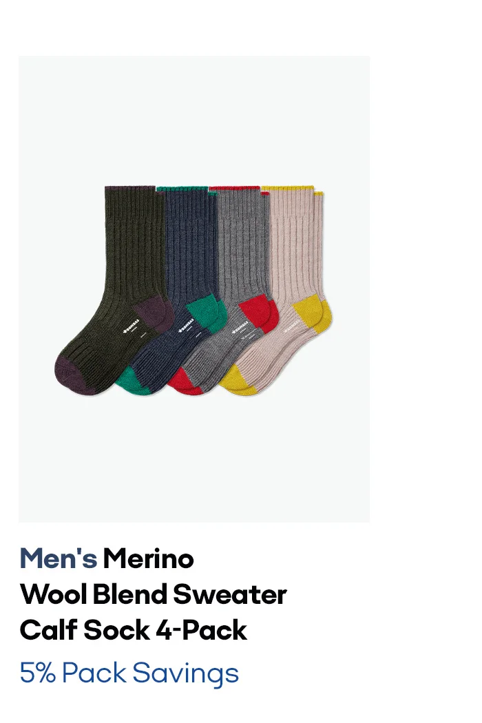 Men's Merino Wool Blend Sweater Calf Sock 4-Pack