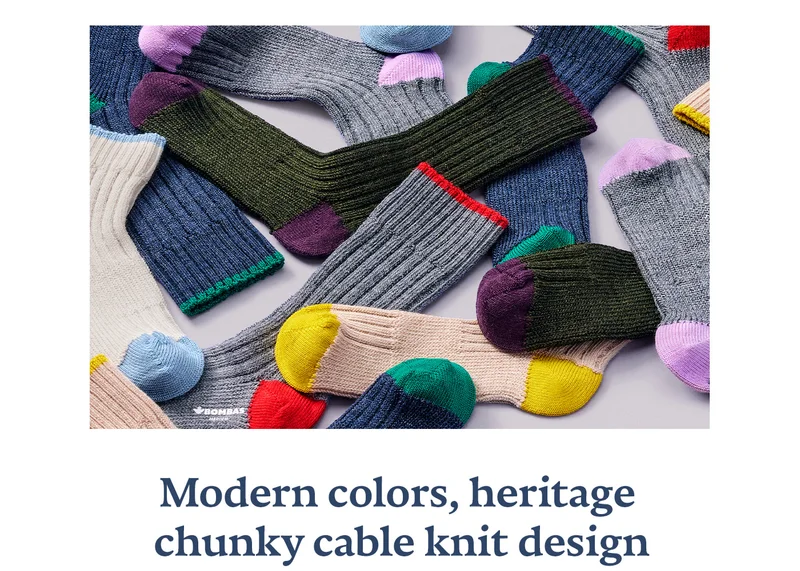 Modern colors, heritage chunky cable knit design