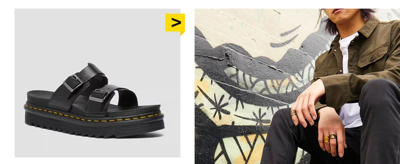 MYLES BRANDO LEATHER BUCKLE SLIDE SANDALS