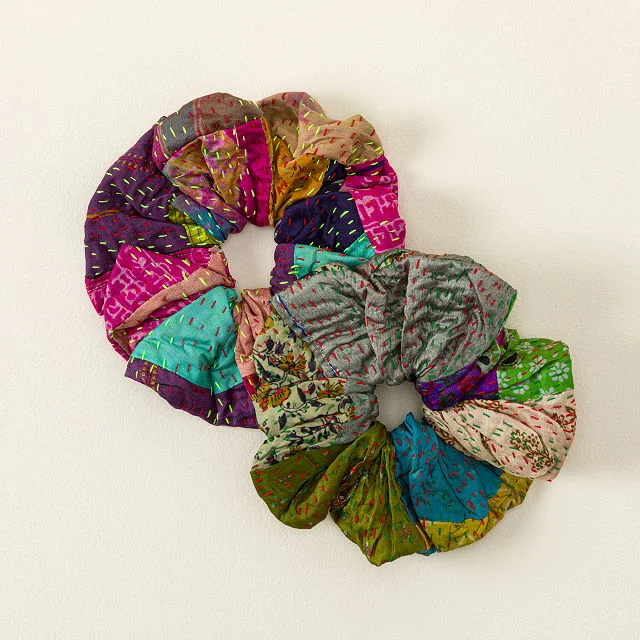 Repurposed Silk Sari Scrunchie - Set of 2