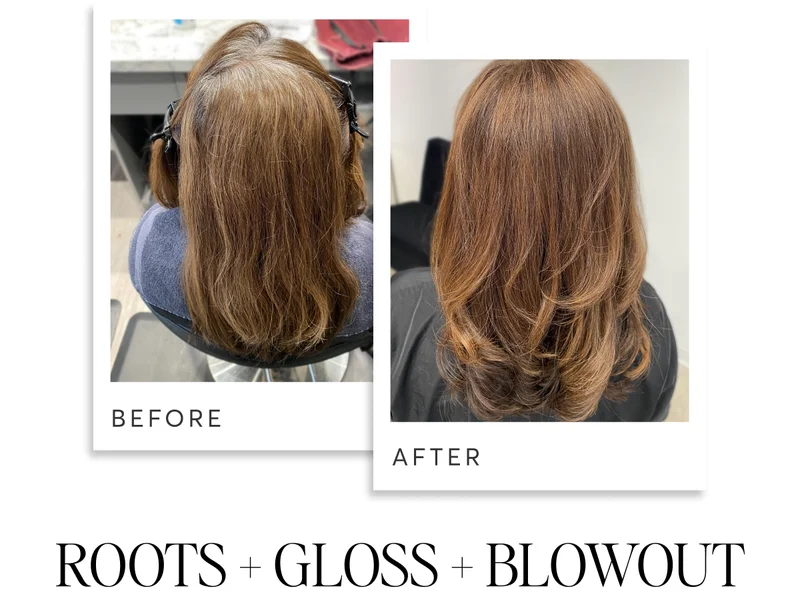 Before & after | Roots + Gloss + Blowout