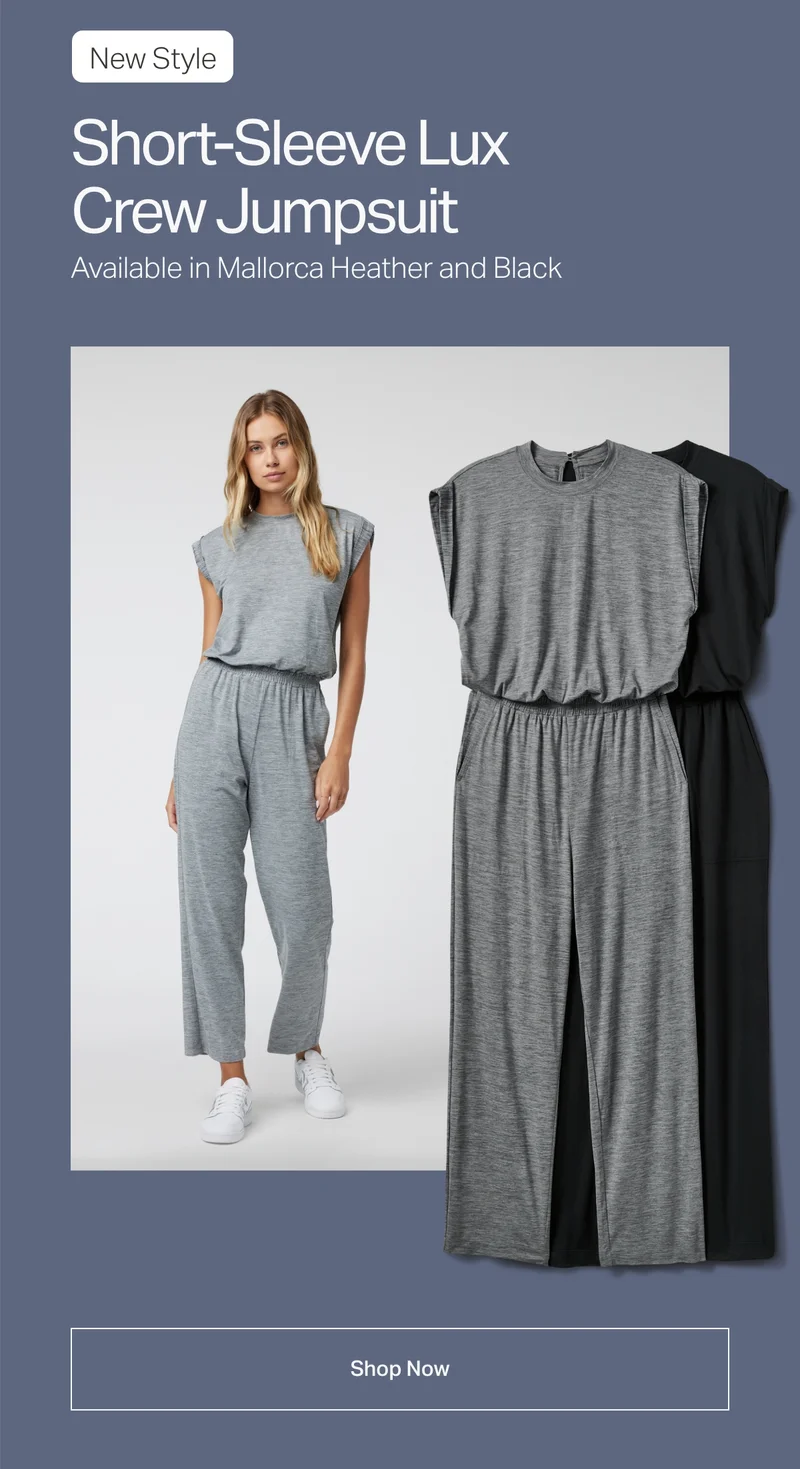 New Style Short-Sleeve Lux Crew Jumpsuit