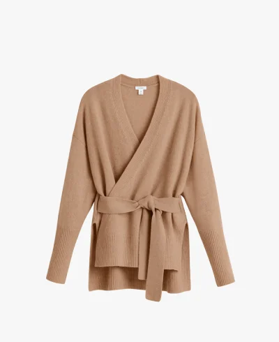Single-Origin Cashmere Wrap Sweater Camel