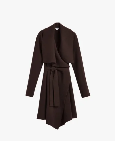 Wool Cashmere Short Wrap Coat Black