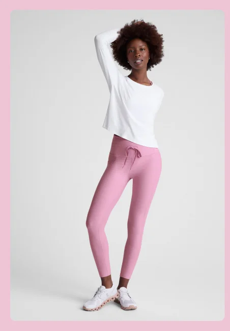 Spacedye Go Pocket Midi Legging in Pink Haze Heather