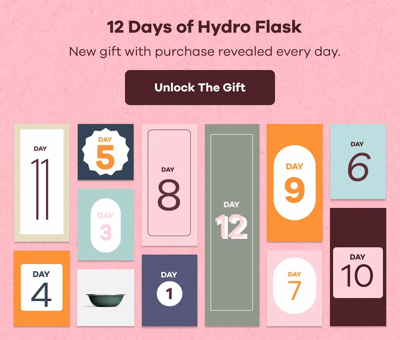 12 Days of Hydro Flask. New gift with purchase revealed every day. | Unlock The Gift