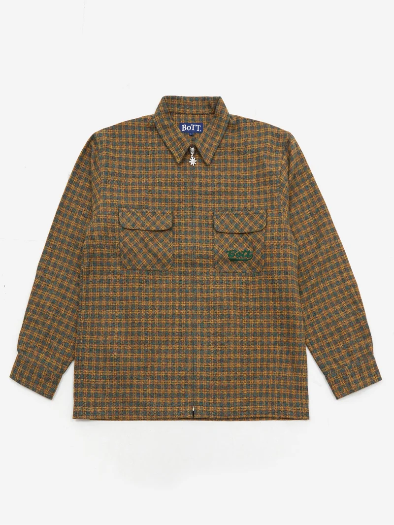 Image of BoTT Zip Up Flannel Shirt - Green