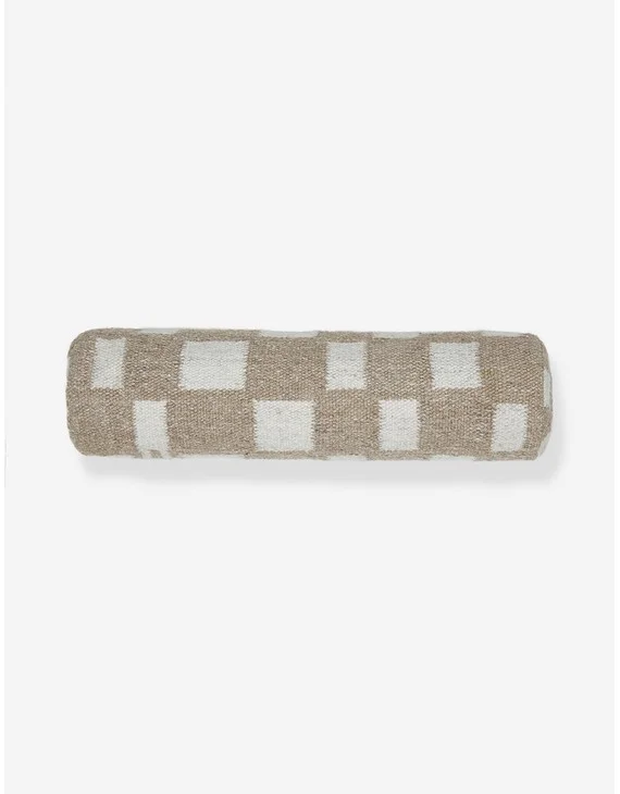 Irregular Checkerboard Bolster Pillow by Sarah Sherman Samuel - Taupe