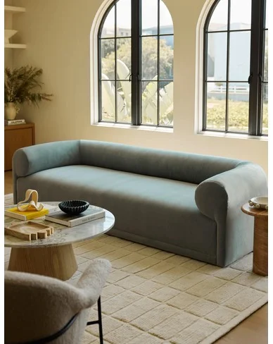 Carson Sofa-Moss Performance Striated Velvet