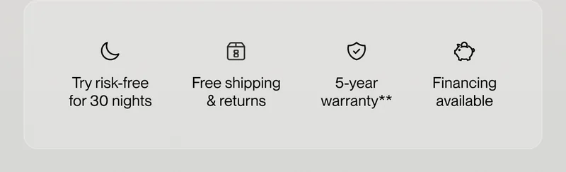 Try risk-free for 30 nights | Free shipping & returns | 5-year warranty