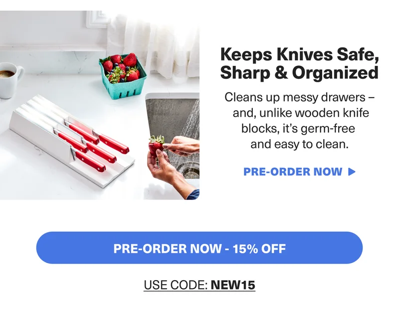 Keeps Knives safe, sharp and organized. PRE - ORDER NOW - 15% OFF USE CODE: NEW15