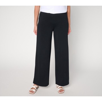 Denim & Co. Petite Beach Jersey Full Length Wide Leg Pants