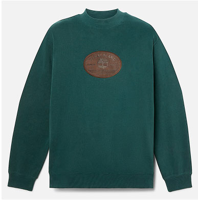 Men's Leather Badge Crewneck Sweatshirt