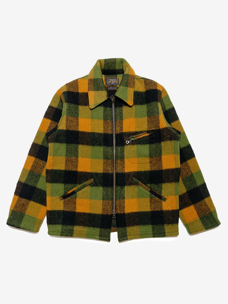 Image of Beams Plus Sports Jacket Wool Plaid - Green
