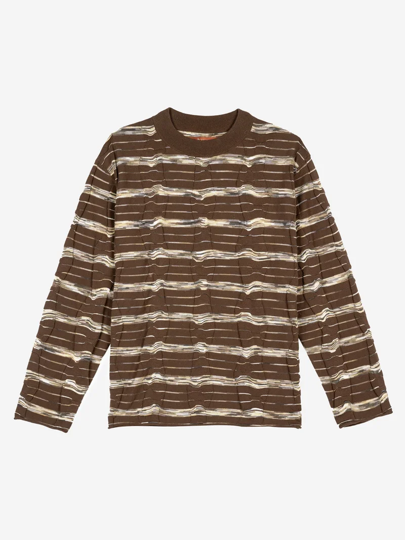 Image of Brain Dead Space Dye Long Sleeve Mock Neck Sweater-Brown