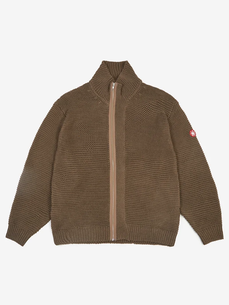 Image of C.E Cav Empt Cotton Zip Up Knit - Khaki