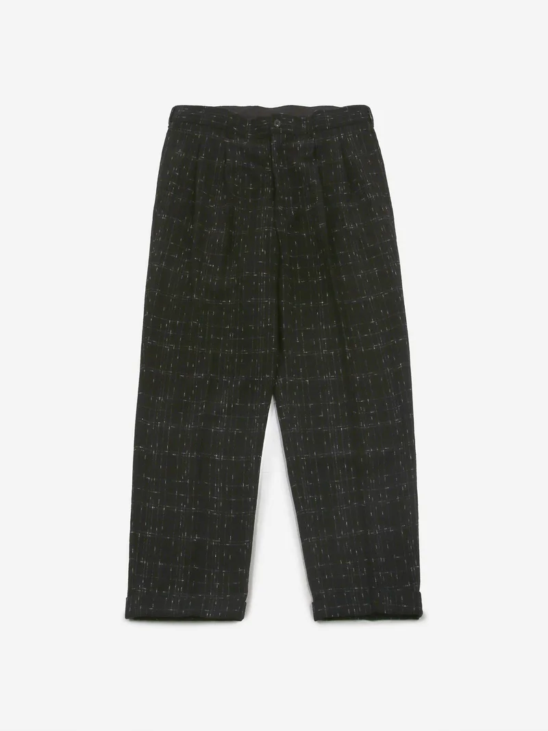 Image of Needles Tucked Plaid Trouser - Black