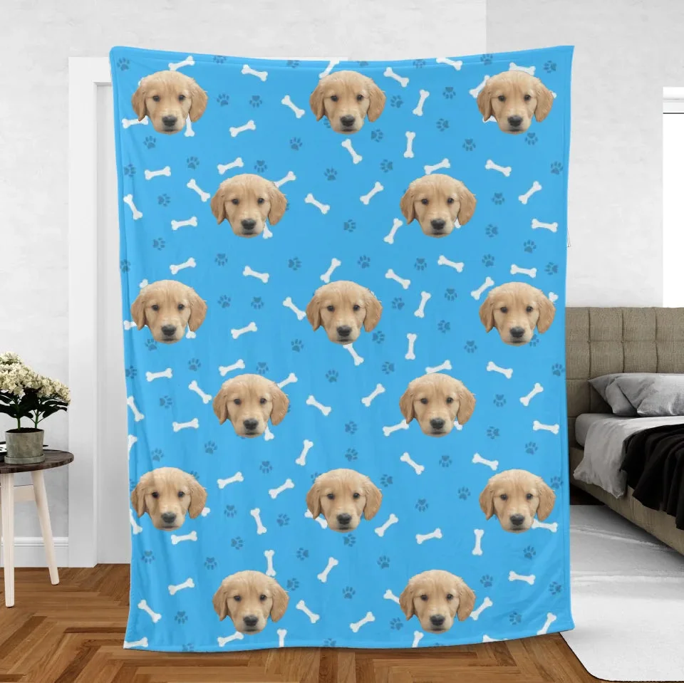 Image of Personalized Dog Face Photo Blanket