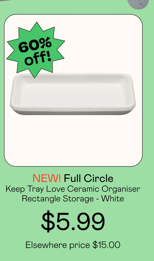 Keep Tray Love Ceramic Organiser Rectangle Storage - White