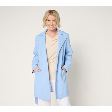 Dennis Basso Water Resistant Trench Coat With Removable Hood