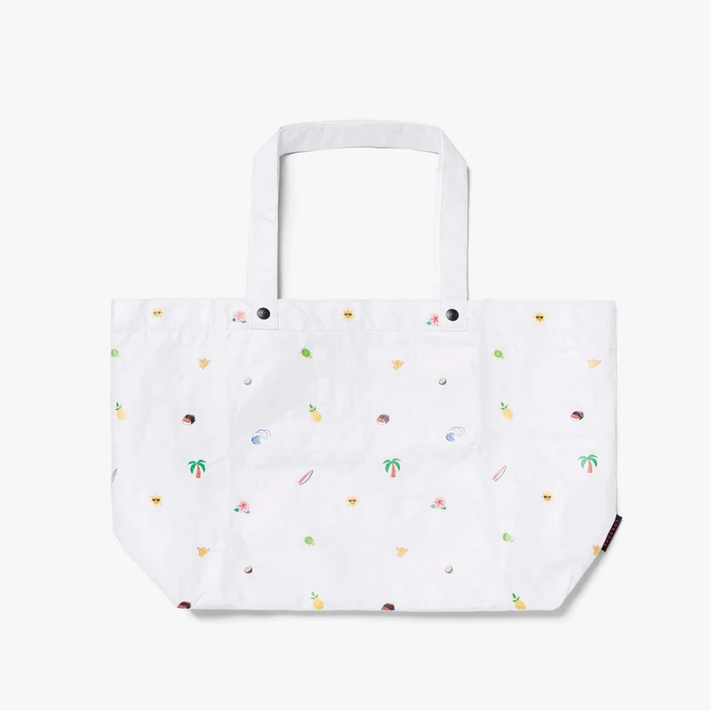 Image of Del Mar Packable Tote Large - Tyvek - White Hawaii Emoji