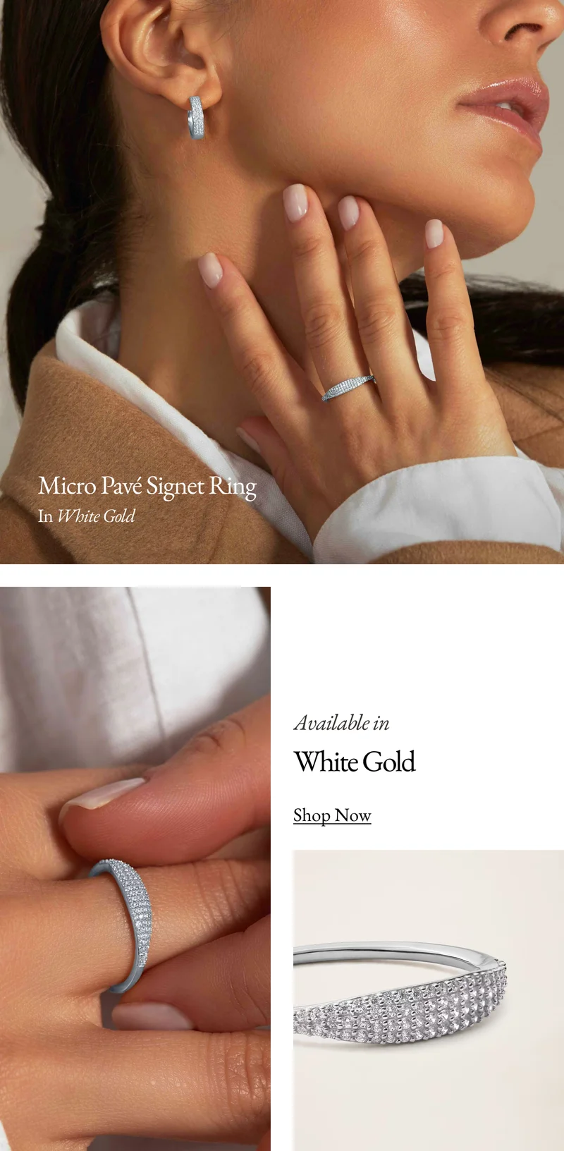 14k Solid Gold Diamond Micro Pavé Signet Ring