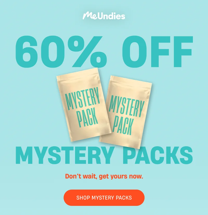 MeUndies | 60% off mystery packs | Don't wait, get yours now. Shop Mystery Packs.